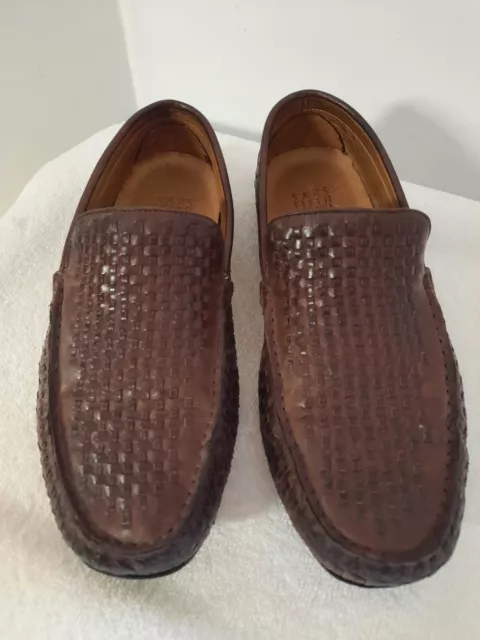 SAKS FIFTH AVENUE Leather Basket Woven Loafer Driving Mocs Shoes Mens 9 ...