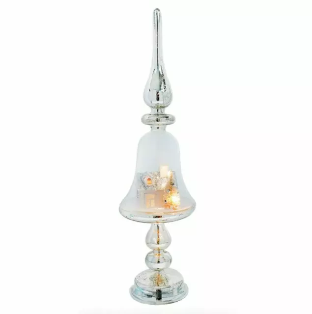 14" Ragon House Mercury Glass Lighted Diorama Finial Stand Retro Christmas Decor 14" Ragon House Mercury Glass Lighted Diorama Finial Stand Retro Christmas Decor
