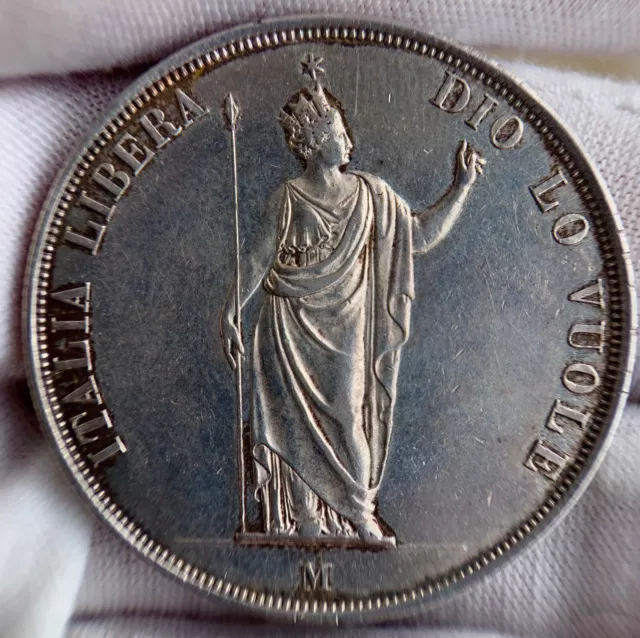 5 lire 1848 Governo Provvisorio Di Lombardia ￼- RARA (Rami Lunghi)