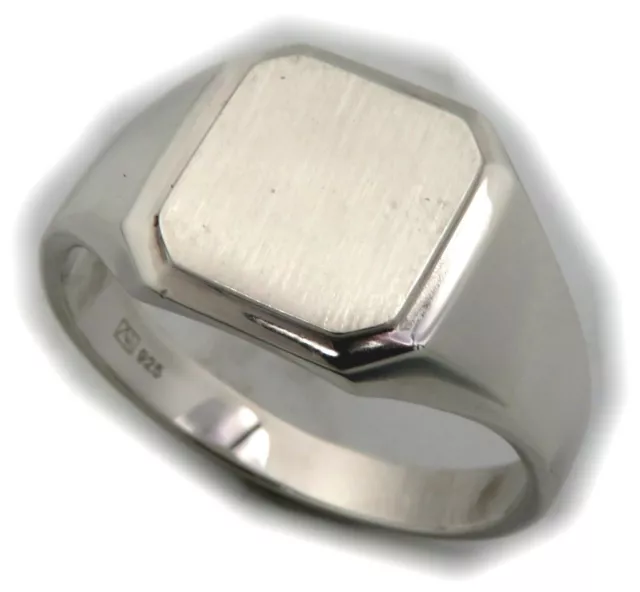 Neu Herren Ring Silber 925 mit Monogrammgravur Sterlingsilber Achteck Siegelring