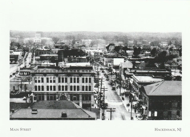 "Bird's-Eye View of Main Street" -1920's-  *Hackensack, NJ (Postcard) {G16}