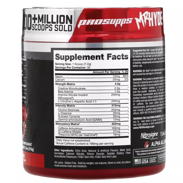 ProSupps, Mr. Hyde, Signature Pre Workout. Lollipop Punch, 7.6 oz (216 g) 2