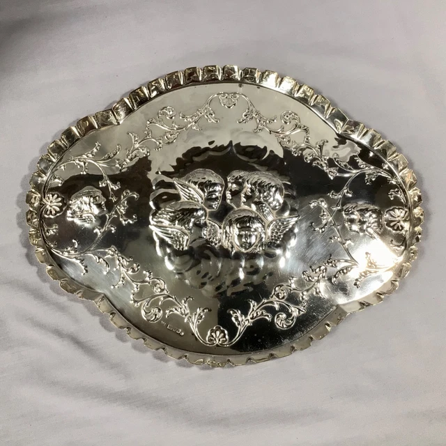 Vassoio toeletta da toeletta argento sterling Reynolds Angels di James Deakin Chester 1903
