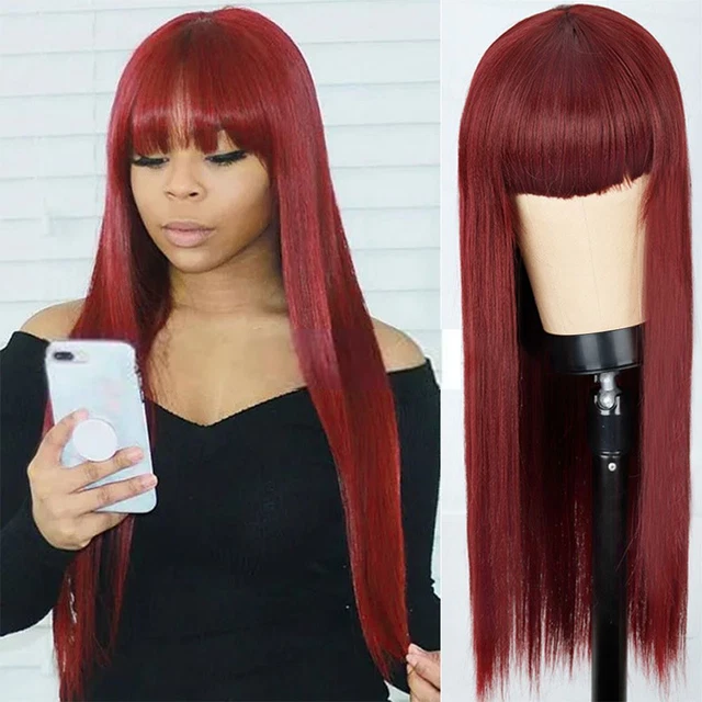 Perruque Femme Carré Lisse Brun Foncé - Longueur 25cm, Frange Droite - Marque WIG ME UP - Neuf Avec étiquettes