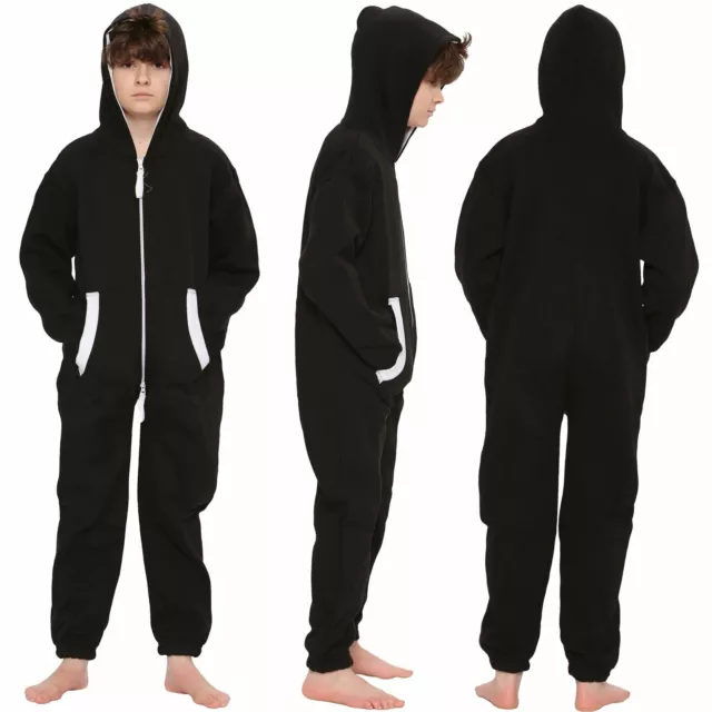 A2Z Onesie One Piece Kids Black Pyjamas Sleepsuit Costume Girls & Boys 5-13 Year