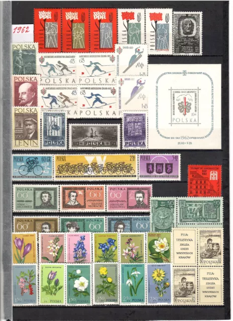 Briefmarken Polen 1962 Jahrgang fast Komplett  Postfrisch Mi 72,60 EUR