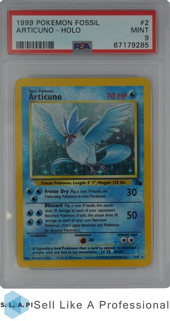 1999 Pokemon Fossil Articuno Holo 2 PSA 9