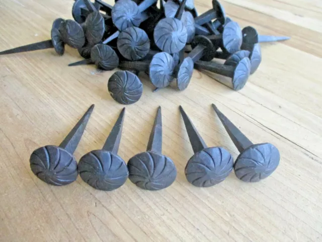 15 Nails Round Coat Hooks Hand Forged 1" Black 3" Long Tack Craft Spiral Hook