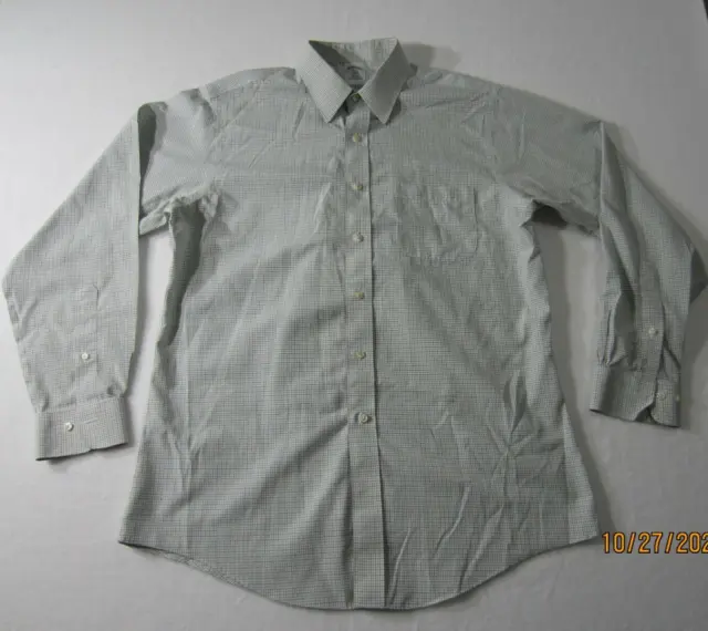 BROOKS BROTHERS SHIRT Mens 16-4/5 Blue Green White Button Up Office ...