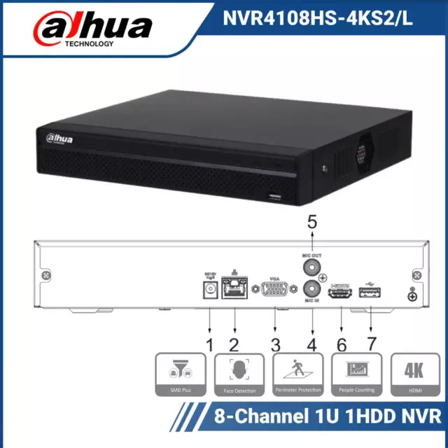 Dahua 8 Kanal 8MP Überwachung Netzwerk Video Recorder für Sicherheitskameras