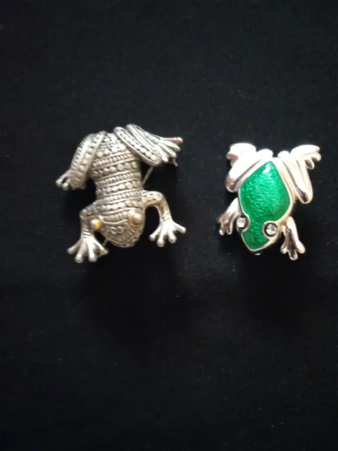 2 Cute Frog Brooches and 1 Frog Bracelet