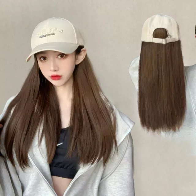 TRAVEL BEIGE HAT Wigs Baseball Cap Wig Natural Hairpieces Long