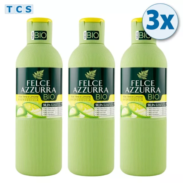 3x Felce Azzurra Bagnodoccia BIO Aloe Vera und Zitrone Badeschaum, 3x 500ml