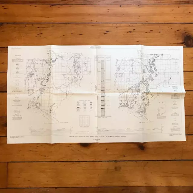 Vintage Warrick Indiana Coal Mines Usgs Original Tabelle Landkarte 1958