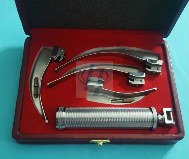 4 Blades And One Handle Laryngoscope Macintosh Intubation  Emt Anesthesia Set