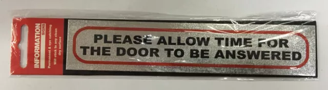 Letrero de información resistente a la intemperie ""Deja tiempo para responder puerta"" Aviso de puerta/pared duradero limpio