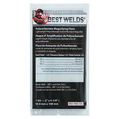 Plastic Magnifier Plate, 2 in X 4.25 In, 1.25 Diopter, Polycarbonate, Clear ORS