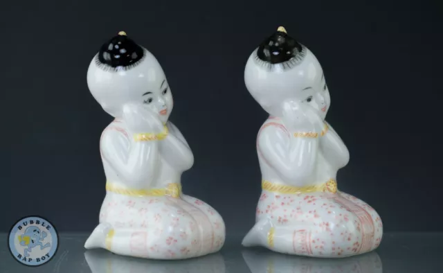 Two Oriental Asian Twin Girls Small Porcelain Figurines 3