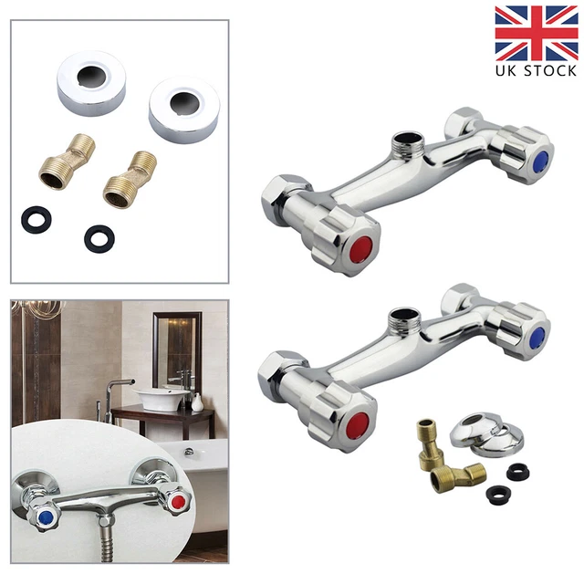 Bathroom Shower Sink Mixer Taps Bar Brass Valve Twin Outlet 1/2" Chrome Home UK