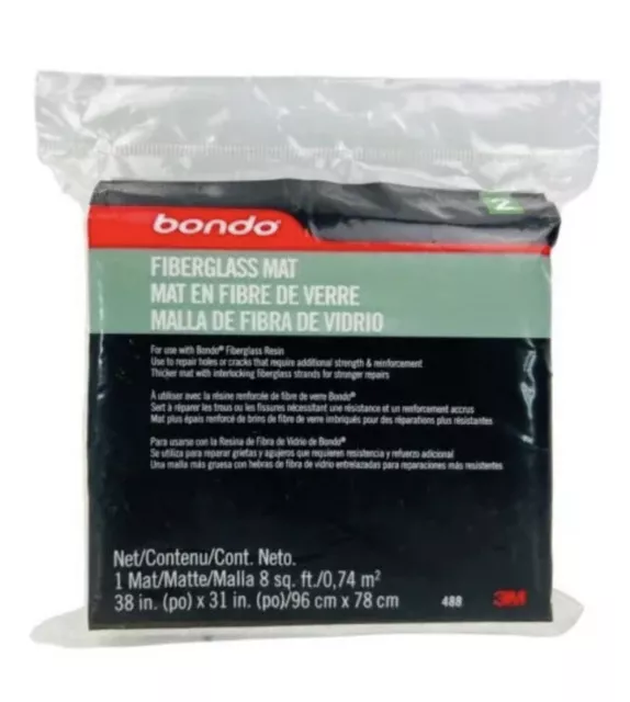 3M Bondo 488 FIBERGLASS MAT 8 sq. ft  BOAT AUTOMOTIVE HOUSEHOLD Stage 2 ~New