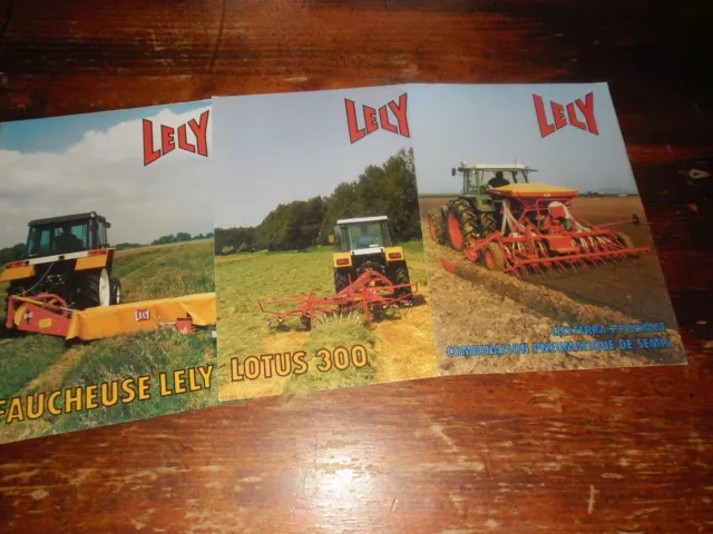 A VOIR !! LOT 3 ANCIENNES BROCHURES Matériel Agricole " LELY " 1980/90