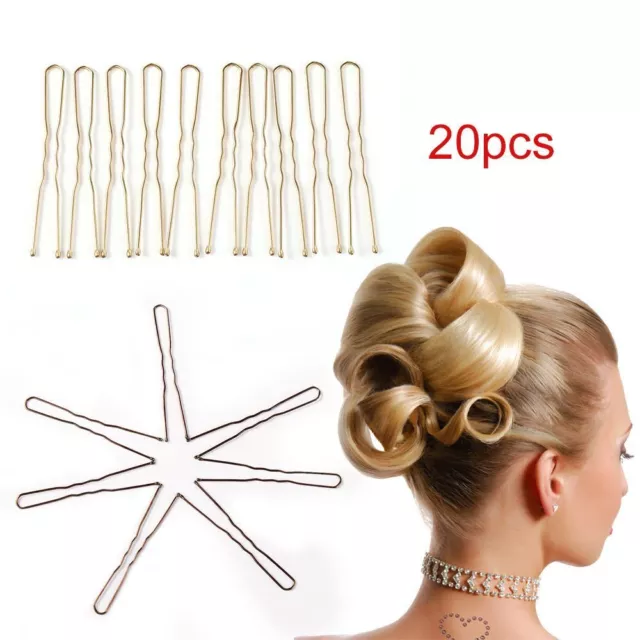 20Pcs Gold Gifts Alloy Waved Hair Pins Hairclips U-shaped Barrette