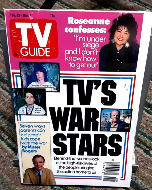 TV Guide February 1991 TVs War Stars Roseanne Mister Rogers Detroit Edition