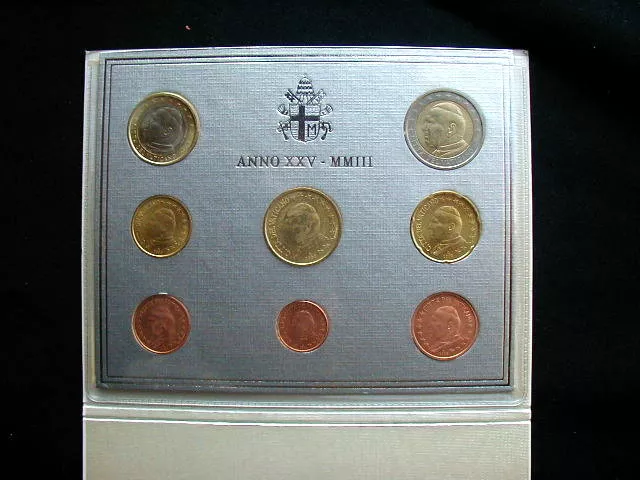 2003 Vatican (Italy) rare official complete set euro coins UNC John Paul II