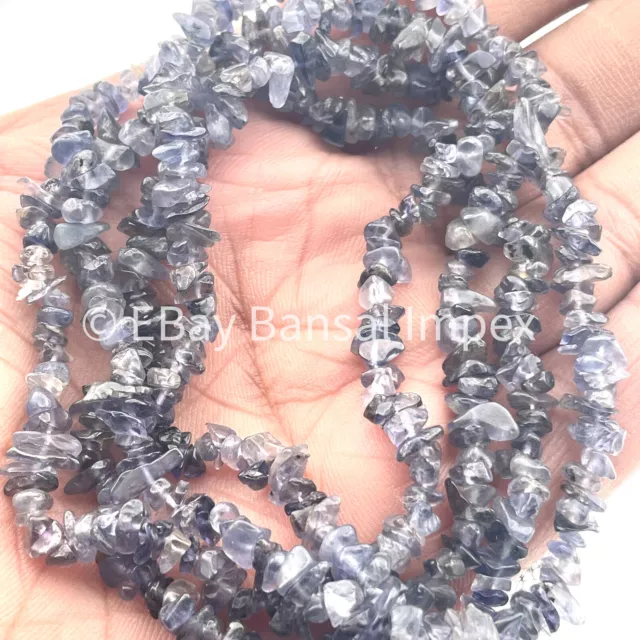 Perle di pietra preziosa sciolte forate ruvide in iolite blu naturale 4-6 mm 34"