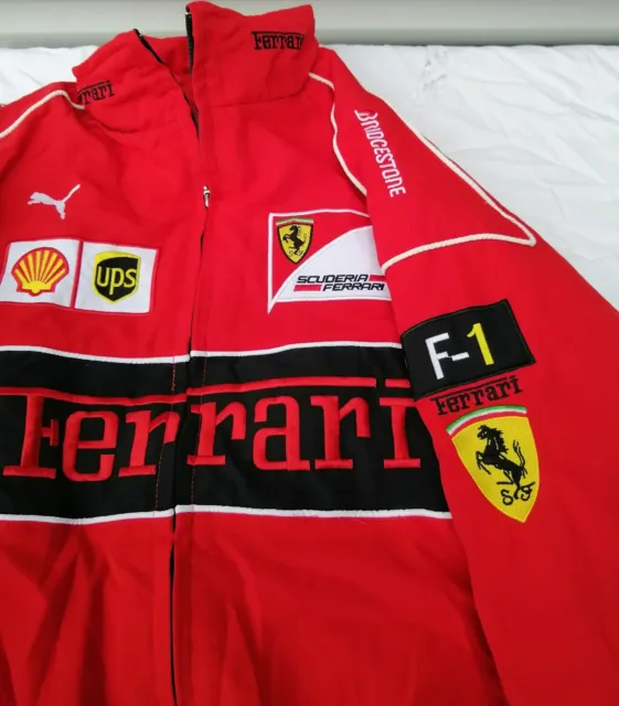 FERRARI SCUDERIA RED Embroided Formula 1 Jacket F1 Team Racing Vintage ...