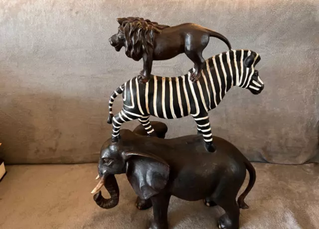 Clayre & Eef Skulptur "Elefant, Zebra und Löwe" 2