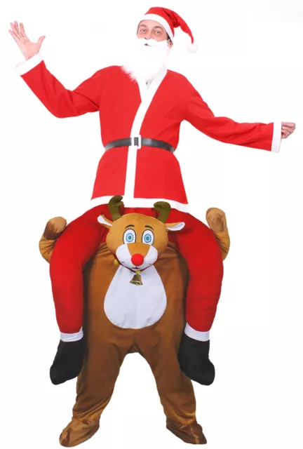 Adult Pick Me Up Reindeer Costume Men Santa Suit Christmas Funny Fancy Dress Lot