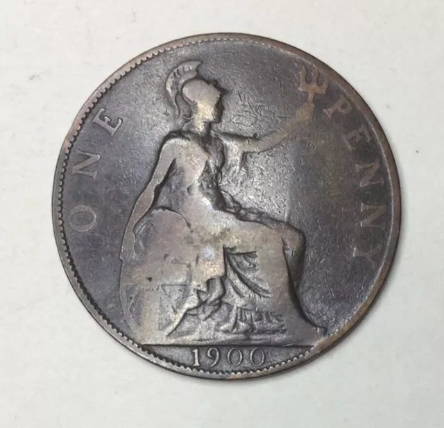 1900  English,UK. Queen Victoria. ONE PENNY. Great, above average example.