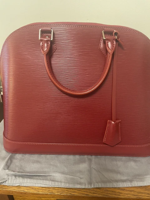 LOUIS VUITTON Alma MM Epi Leather Satchel Bag Red LOUIS VUITTON Alma MM Epi Leather Satchel Bag Red