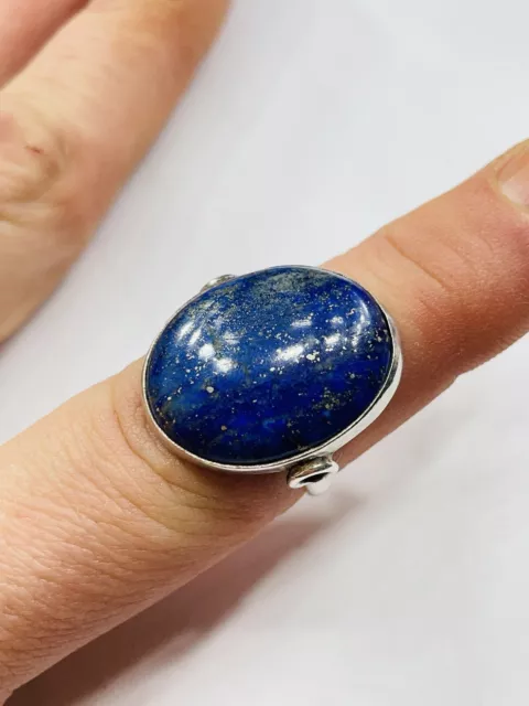 Vintage silver lapis lazuli ring UK size M(17 mm)