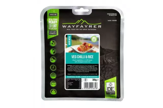 Wayfayrer Foods - Ready to Eat or Heat in the Bag Vegetable Chilli & Rice