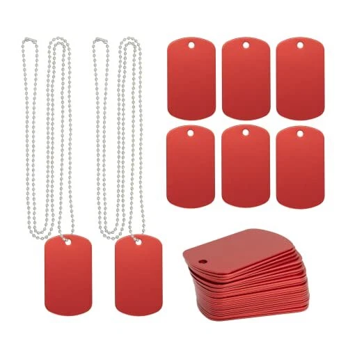Etiquetas en blanco de aluminio estampado espacios en blanco perro etiquetas de metal grabado espacios en blanco con rojo