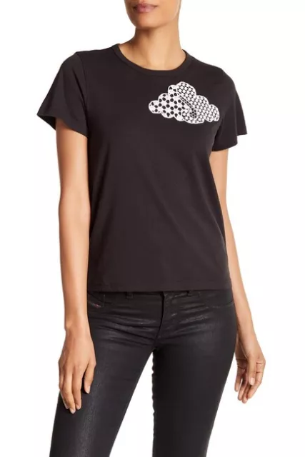 Marc Jacobs Women's Embellished Cloud Black Tee Size XS L44315