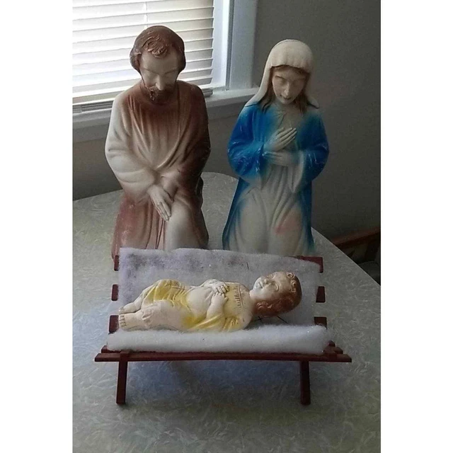VINTAGE EMPIRE CHRISTMAS Blow Mold Nativity Scene Mary, Joseph, Baby
