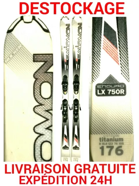 ski adulte occasion SALOMON "ENDURO " taille: 174 = 1 mètre 74 + fixations