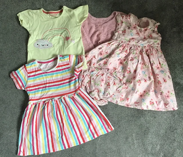 Baby Toddler  girl summer bundle Aged 12-18 months 3 Piece Set Dress Top T shirt