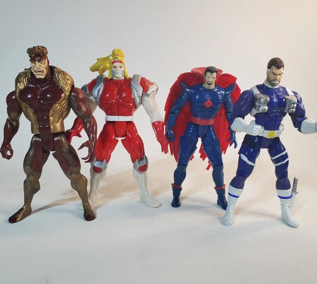 Lot Of 4 Vintage Marvel Action Figures 10" Toy Biz 1993 1997 1994 Sabertooth