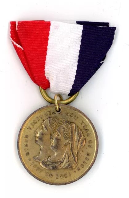 Queen Victoria Diamond Jubilee medal medallion Australia gilt metal antique #21