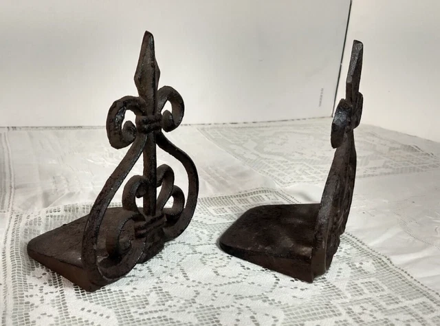 Door Stop Stay Holder Fleur De Lis Cast Iron 1 lb 12 oz each 2