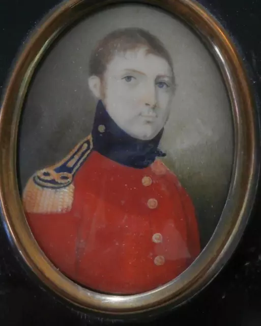 Fine Georgian Period Portrait Miniature Handsome Young Officer In Red Uniform