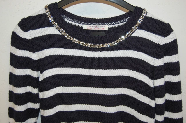 PULL BIJOUX CACHE CACHE Rayé MATELOT marine blanc HAUT marin