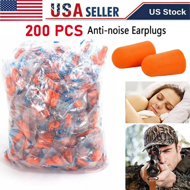 200pcs Ear Plugs Soft Orange Foam Sleep Travel Noise Shooting Working Lot Bulk