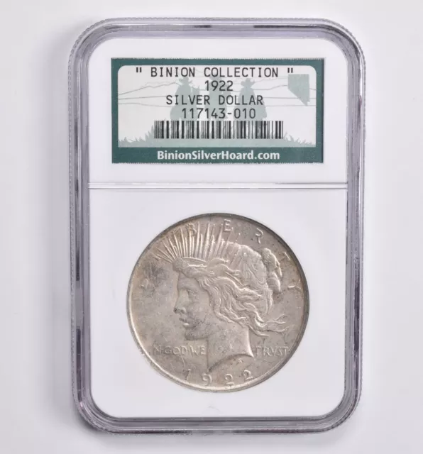 1922 Peace Dollar Binion Silver Hoard - Binion Collection - NGC