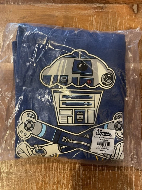 New Johnny Cupcakes Star Wars R2-D2 Crossbones Sweatshirt Hoodie Medium Blue