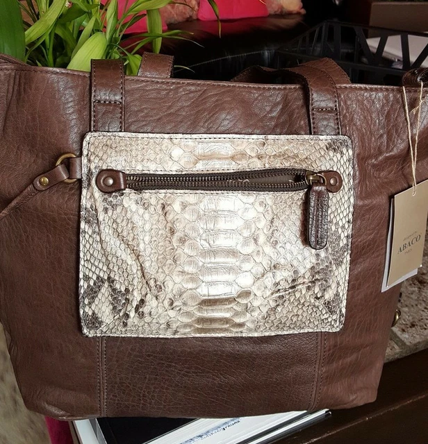Sac à Main ABACO DAN Mini JAMILY - Cuir Et Python Beige Nude - Anse Chaîne - Occasion En Très Bon état